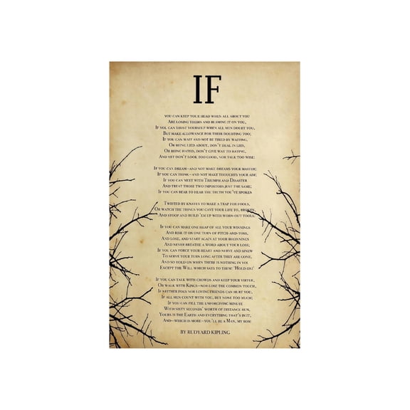 Vintage If Poem Canvas Poster Poetry Wall Art Inspirational Quotes Artwork for Home Decor Living Room Bedroom Study Wall