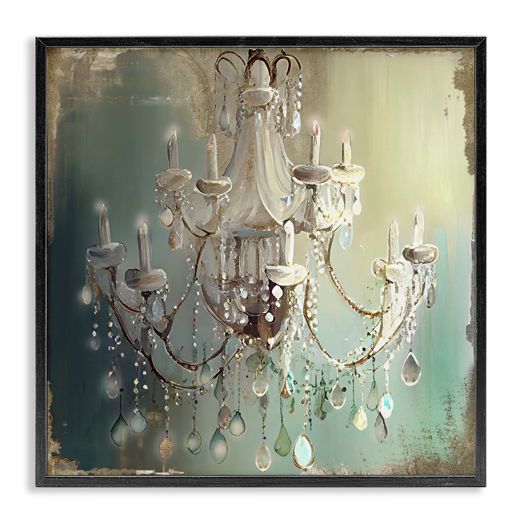 Vintage Illumine Chandelier Black Framed Giclee Art, design by Sasha