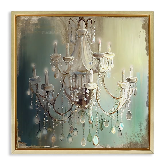 Vintage Illumine Chandelier Gold Framed Floater Canvas Wall Art, design by Sasha