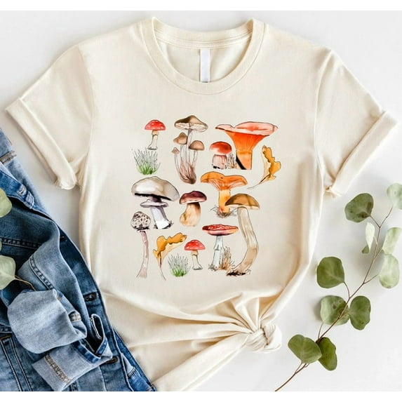 Vintage Illustration Mushroom Decor Art Shirt, Botanical Shirt, Plant Shirt, Mushroom Shirt, Hippie Shirt, Nature Lover, Mushroom T-shirt
