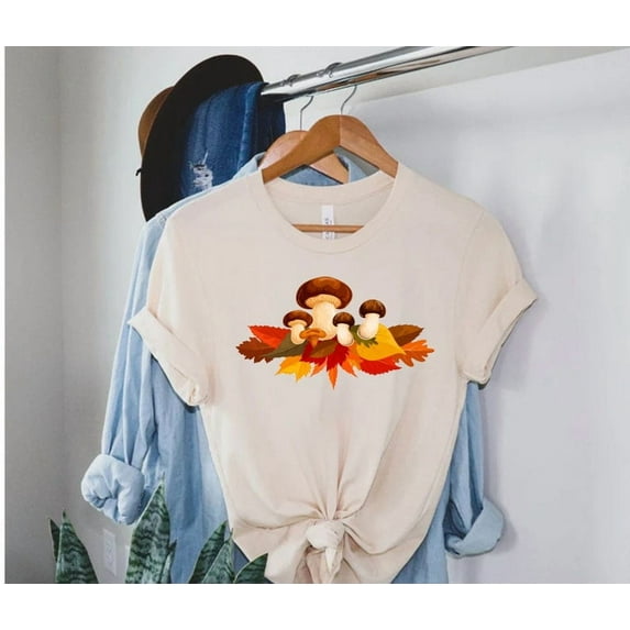Vintage Illustration Mushroom Decor Art Shirt, Botanical Shirt, Plant Shirt, Mushroom Shirt, Hippie Shirt, Nature Lover, Vintage Plant Shirt