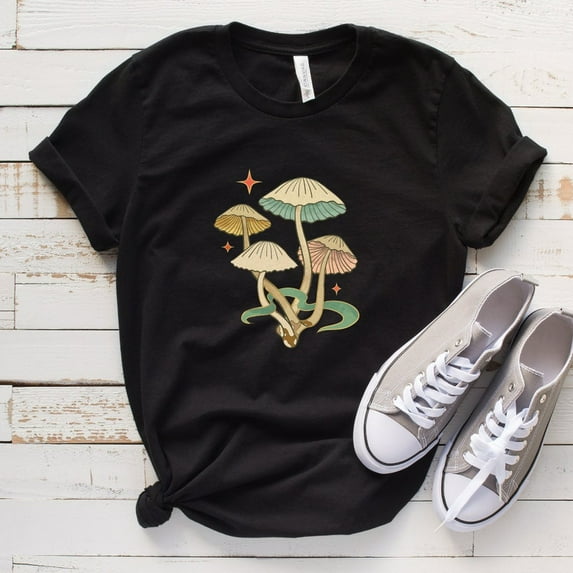 Vintage Illustration Mushroom Decor Art Shirt, Cottagecore Shirt, Hippie Shirt, Nature Lover,Botanical Shirt, Plant Shirt, Mushroom Shirt