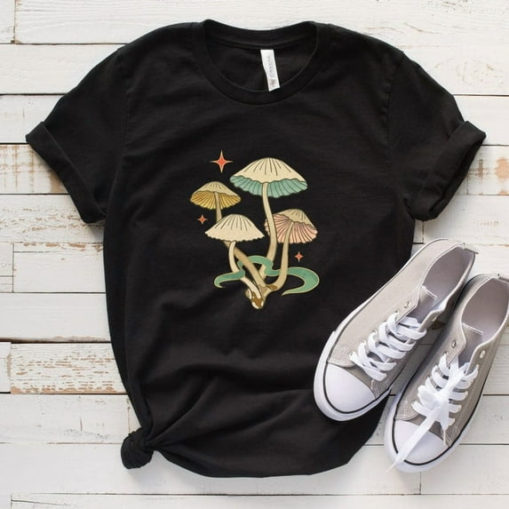 Vintage Illustration Mushroom Decor Art Shirt, Cottagecore Shirt, Hippie Shirt, Nature Lover,Botanical Shirt, Plant Shirt, Mushroom Shirt