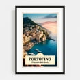 thumbnail image 1 of Vintage Illustration: Sunset Over Portofino - Portofino Liguria Italy Illustration Black Framed Wall Art Print 24 x 36 inches, 1 of 8