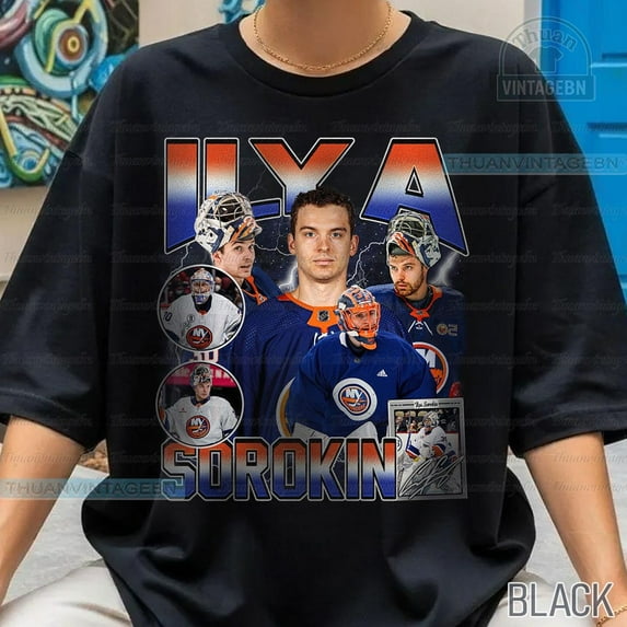 Vintage Ilya Sorokin shirt, Ilya Sorokin Tee, Bootleg Rap tee, New York Hockey Tee ,Black Color,Size M