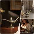 thumbnail image 1 of Vintage Incense Burner Ornament, Metal Arabian Lamp Shaped Aroma Holder with Intricate Relief Details, Decorative Fragrance Accessory for Living Room Tea Table Study and Relaxing Home Ambience, 1 of 9