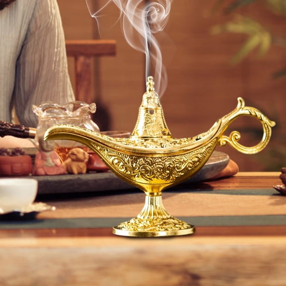 Vintage Incense Burner, Traditional Asian Style Incense Holder for Sticks and Cones, Home Office Altar Desk Decor, Copper Mountain Design