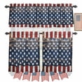 thumbnail image 1 of Vintage Independence Day Kitchen Curtains Valances 3 Piece Set, American Flag Wooden Board Rod Pocket Tier Curtain and Valance Drapes for Small Window 36 Inch Length for Bedroom Cafe, 1 of 9