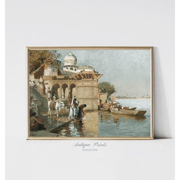 Vintage India Poster, Traditional Varanasi Wall Art, Antique India Ganges River, Vintage India Home Decor, Benaras Poster, 636, Unframed Poster Size 16x24
