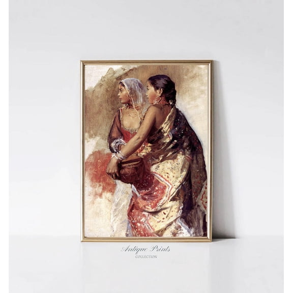 Vintage Indian Women Portrait, Traditional India Wall Art, Antique India Print, Vintage India Home Decor, Unframed Paper Print