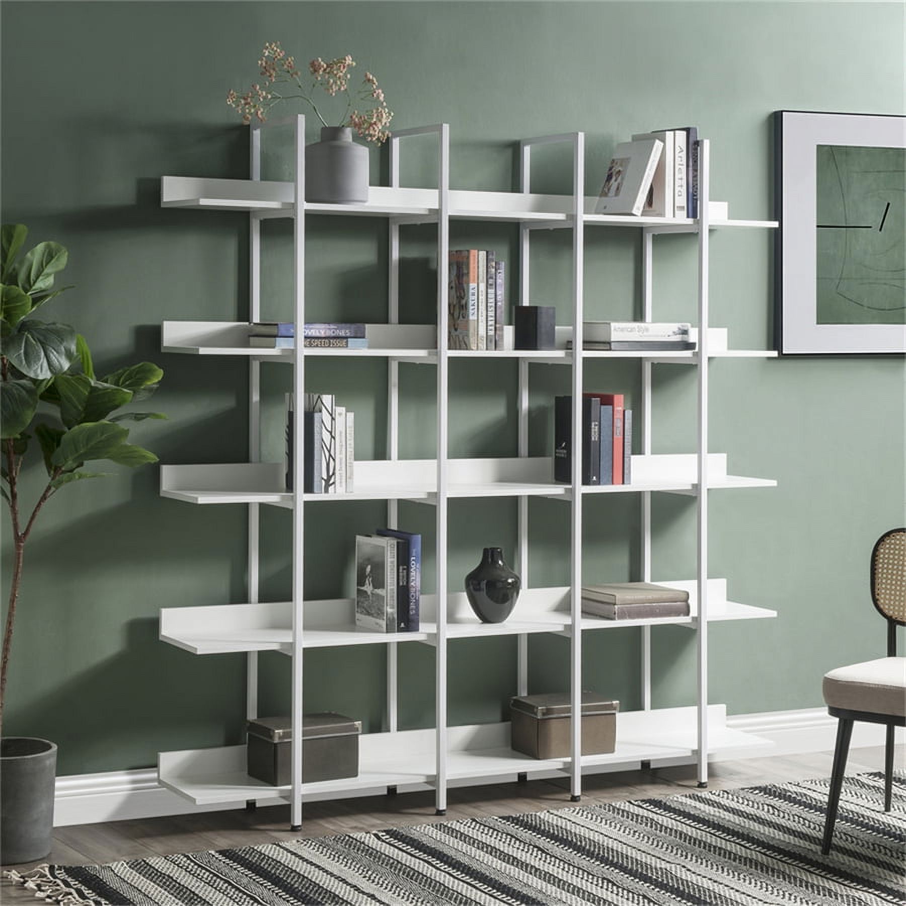 Vintage Industrial 5Tier Bookshelf, Home Office Open Bookcase with MDF
