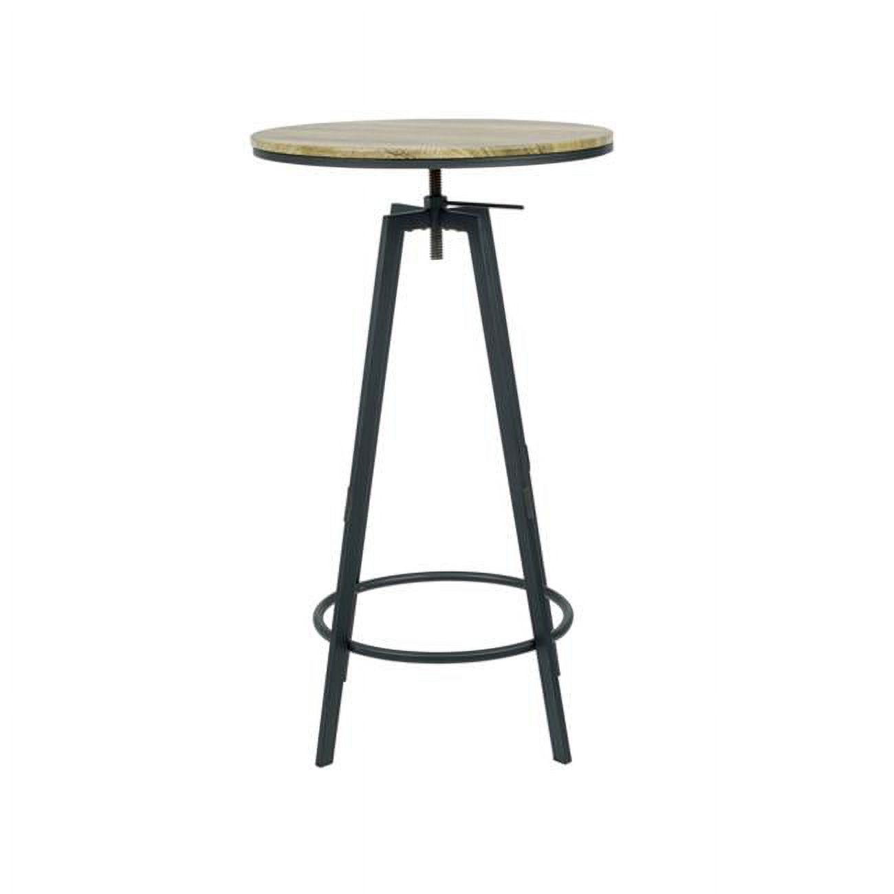 Vintage Industrial Adjustable 24 in. Round Swivel Table with Wood Top - image 1 of 1