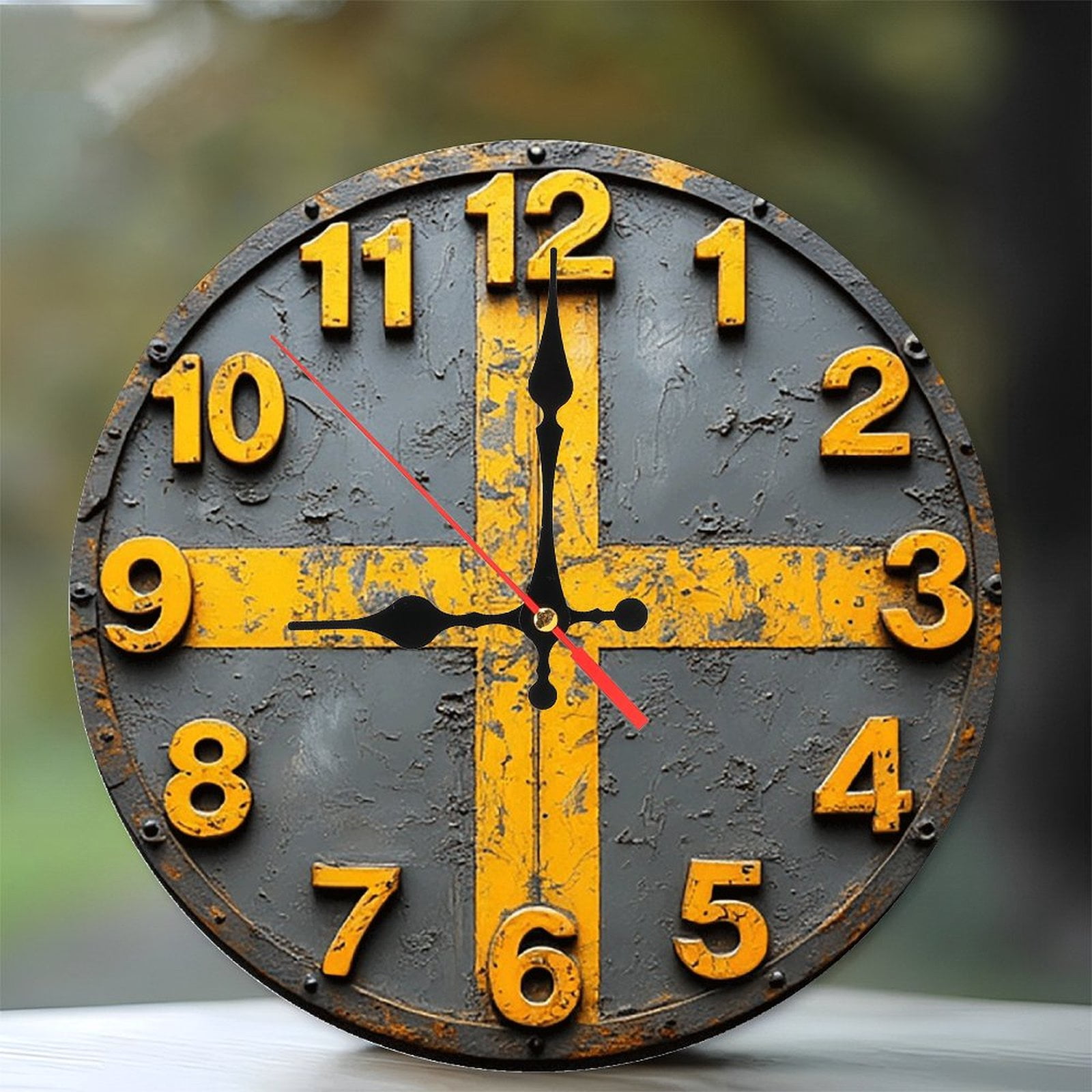 Photo inspiration: Fresh Look at Vintage Industrial Style Wall Clock Metal Yellow Numbers 10 Inch