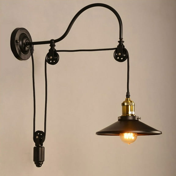 Vintage Industrial Wall Light Sconce Gooseneck Lamp Pulley Metal Wall Fixture