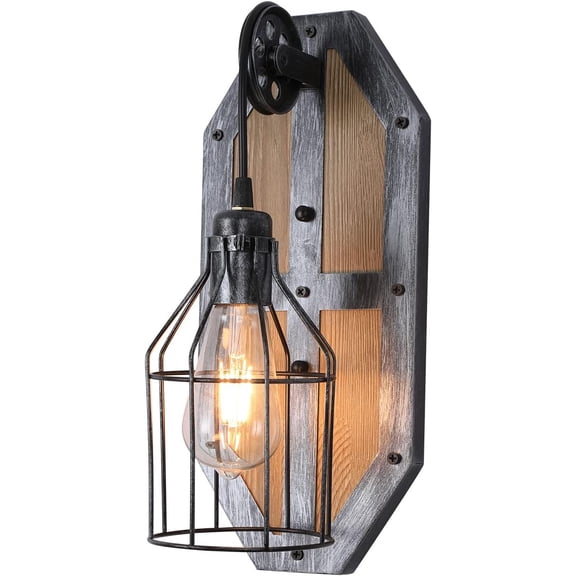 Vintage Industrial Wall Sconce Farmhouse Wall Light Fixture Industrial Rustic Metal Wall Lamp Garden Loft Porch Decor Fixture for Foyer Porch E26,Black