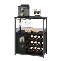 Vintage Industrial Wine Cabinet - 3-Tier Sideboard with Mesh Door & Glass Holders for Kitchen & Living Room