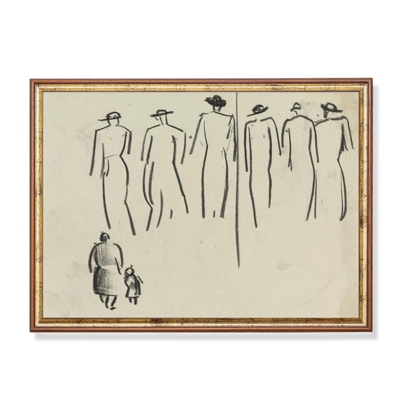 Vintage Ink Sketch Poster Minimalist People Line Drawing Home Decor, 16x24 UNFRAMED