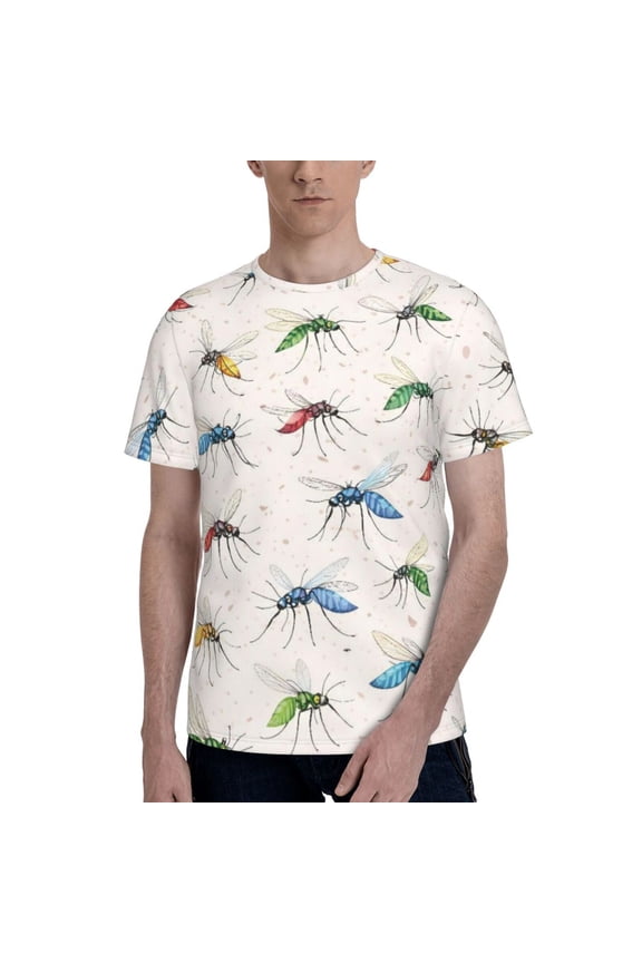 Vintage Insect T-Shirt Crew Neck Short Sleeve Full-Print for Men