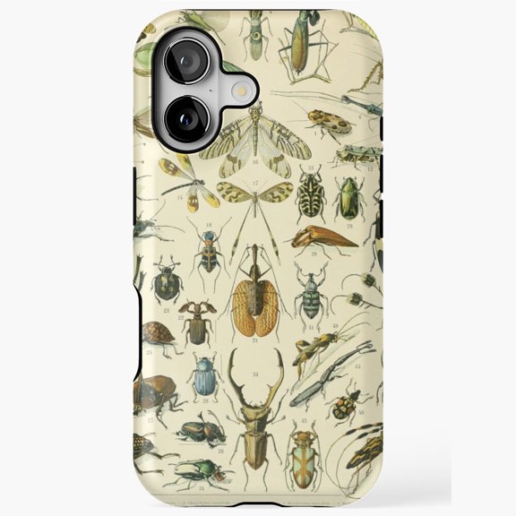 Vintage Insects Plate Illustration Art Phone Case for iPhone 11 12 13 14 15 16 17 Pro Max