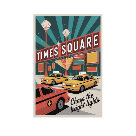 Vintage Inspirational Motivational Retro Travel Poster Times Square Tourism Wall Art Decor for Office Study Home Print Poster