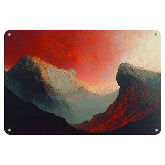 Vintage-Inspired 12x8" Metal Art Surface - Durable Iron Wall-Mounted Panel with Dramatic Landscape Design, Versatile for Painting &amp; Display, Ideal for Home &amp; Office Decor, Metal Wall Art Decor