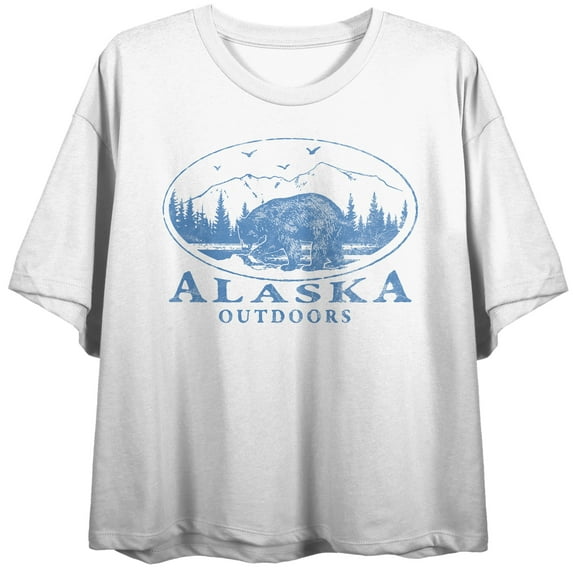 Vintage-Inspired Alaska Get Outdoors Women's White Cropped Tee-XXL