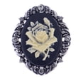 thumbnail image 1 of Vintage Inspired Antique Reproduct Rose Pink Crystal Flower Cameo Pin Brooch, Black, 1 of 7