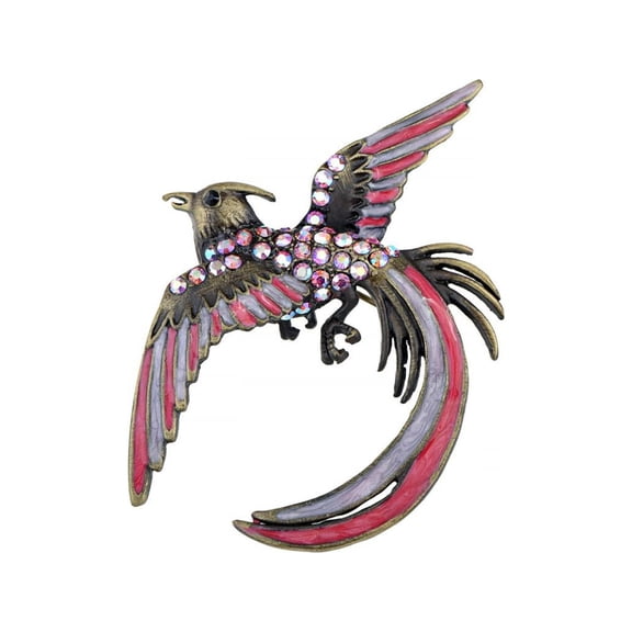 Vintage Inspired Aurora Borealis Crystal Rhinestone Cool Phoenix Bird Brooch Pin