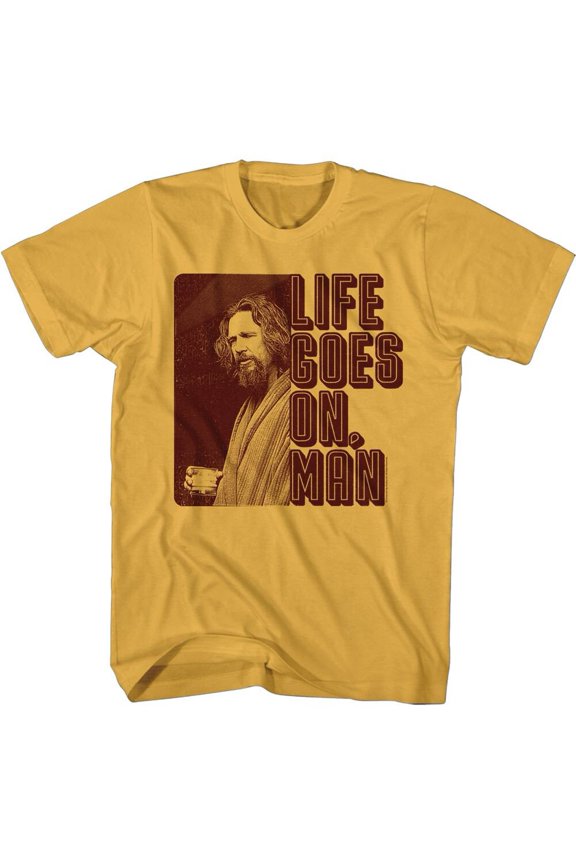 Vintage-Inspired Bearded Man Graphic T-Shirt - "Life Goes On, Man" Motivational Design