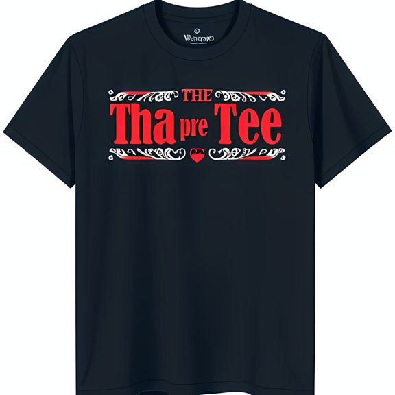 Vintage Inspired Black T-Shirt with Bold Red & White Chest Graphic