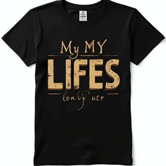 Vintage Inspired Black T-Shirt with Golden My My Lifes Lonely UCR Graphic