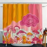 Vintage-Inspired Boho Chic Shower Curtain with Funky Mushroom Print Retro Bathroom Decor for Groovy Vibes!
