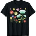 thumbnail image 1 of Vintage Inspired Botanical Flower T-Shirt Black Small, 1 of 4