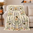 thumbnail image 1 of Vintage-Inspired Bumblebee Wildflower Botanical Pattern, Cozy Friendship Quote Scene, Warm Flannel Blanket for Living Room and Reading Nook, Art Lovers Friendship Gift, Artistic Home Decor, 1 of 9