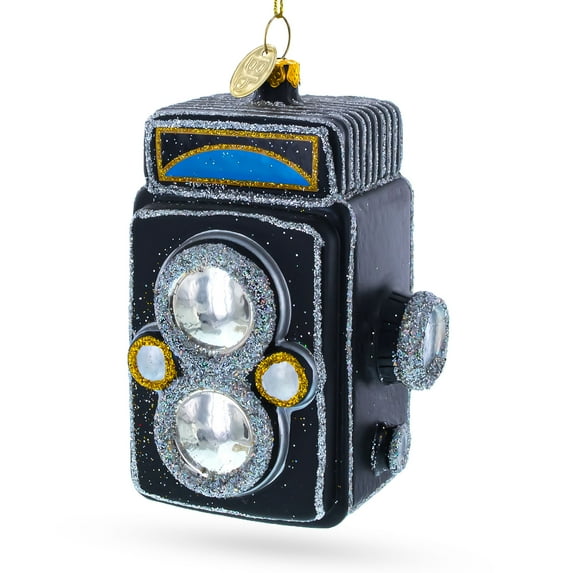 Vintage-Inspired Camera Glass Christmas Ornament