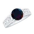 thumbnail image 1 of Rosec Jewels Vintage Inspired Celtic Ring, Black Opal Solitaire Band Ring with Diamond, 14K White Gold, US 6.50, 1 of 8