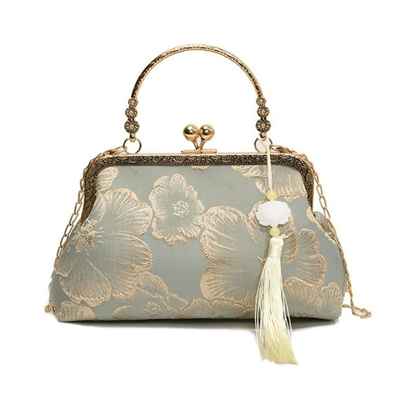 Vintage Inspired Chinese Cheongsam Shoulder Bag with Modern Chain Crossbody Purse Handbag for Ladies