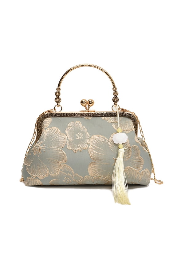 Vintage Inspired Chinese Cheongsam Shoulder Bag with Modern Chain Crossbody Purse Handbag for Ladies