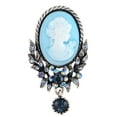 thumbnail image 1 of Vintage Inspired Crystal Rhinestone Victorian Lady Cameo Brooch Pin Maiden Flower Pendant, 1 of 6