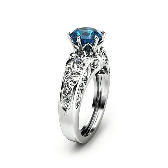 Vintage Inspired Design London Blue Topaz Engagement Ring