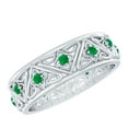 thumbnail image 1 of Rosec Jewels Vintage Inspired Emerald Eternity Band for Women (AAA Quality) - Wedding Anniversary Band - Ready to Gift, 14K White Gold, US 10.00, 1 of 8