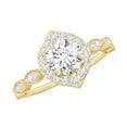 thumbnail image 1 of Rosec Jewels Vintage Inspired Engagement Ring for Women - Certified Moissanite Ring with Halo, 18K Yellow Gold, US 8.50, 1 of 9