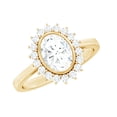 thumbnail image 1 of Rosec Jewels Vintage Style Moissanite Oval Engagement with Halo - 6X8mm - D-VS1 Quality Certified - with Jewelry Box, 18K Yellow Gold, US 10.50, 1 of 6