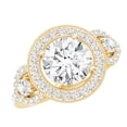 thumbnail image 1 of Rosec Jewels Certified Moissanite Halo Engagement Ring 2 Carat - Moissanite Statement Ring (8mm, D-VS1 Grade), 10K Yellow Gold, US 6.00, 1 of 9