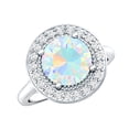 thumbnail image 1 of Rosec Jewels Real Ethiopian Opal Engagement Ring 2 Carat (AAA Grade) - Vintage Style Opal Diamond Ring - with Jewelry Box, 10K White Gold, US 7.00, 1 of 10