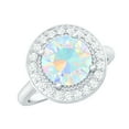 thumbnail image 1 of Rosec Jewels Real Ethiopian Opal Engagement Ring 2 Carat (8 mm, AAA Grade) - Vintage Style Opal Diamond Ring - with Jewelry Box, 10K White Gold, US 7.00, 1 of 10