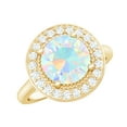 thumbnail image 1 of Rosec Jewels Real Ethiopian Opal Engagement Ring 2 Carat (8 mm, AAA Grade) - Vintage Style Opal Diamond Ring - with Jewelry Box, 14K Yellow Gold, US 6.50, 1 of 10