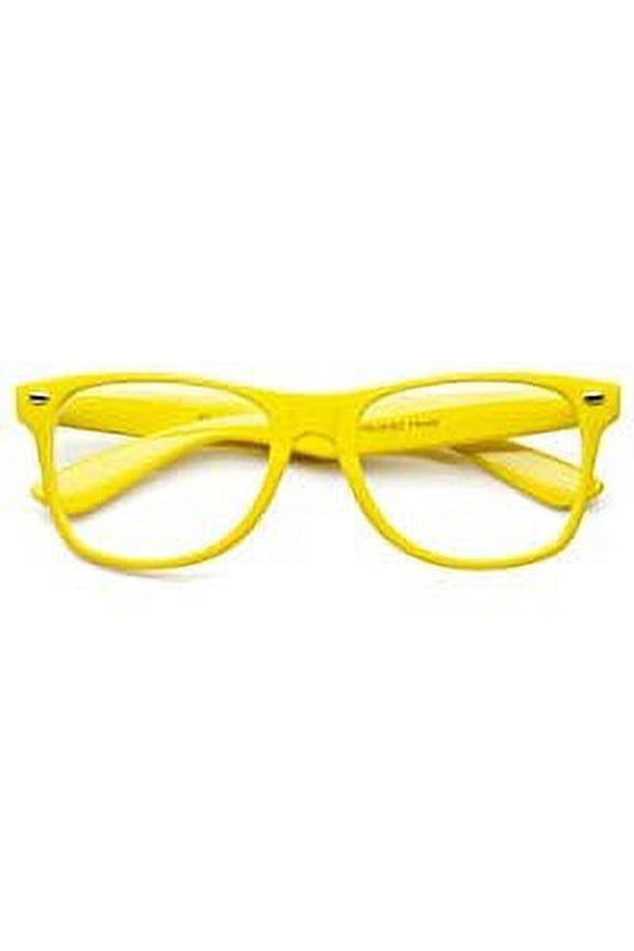 Vintage Inspired Eyewear Original Geek Nerd Yellow Clear Lens Horn Rimmed Glasses