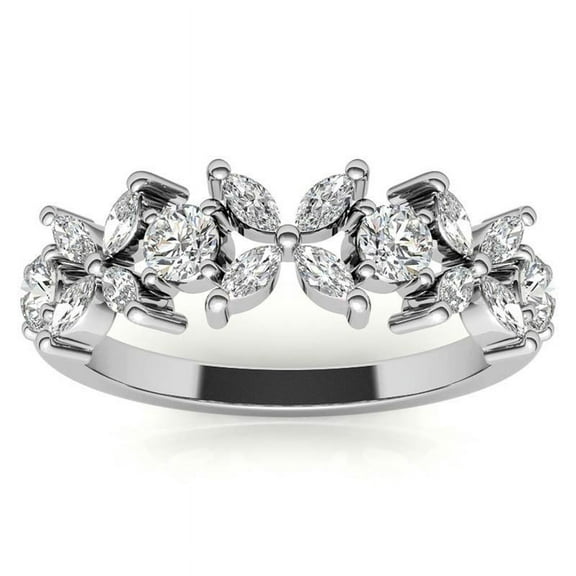 Vintage-Inspired Floral Ring – Sterling Silver White Gold-Plated Design for Women