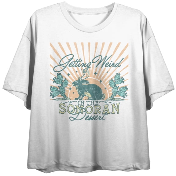 Vintage-Inspired Getting Weird in the Sonoran Desert Women's White Short-Sleeve Crop Tee-Large